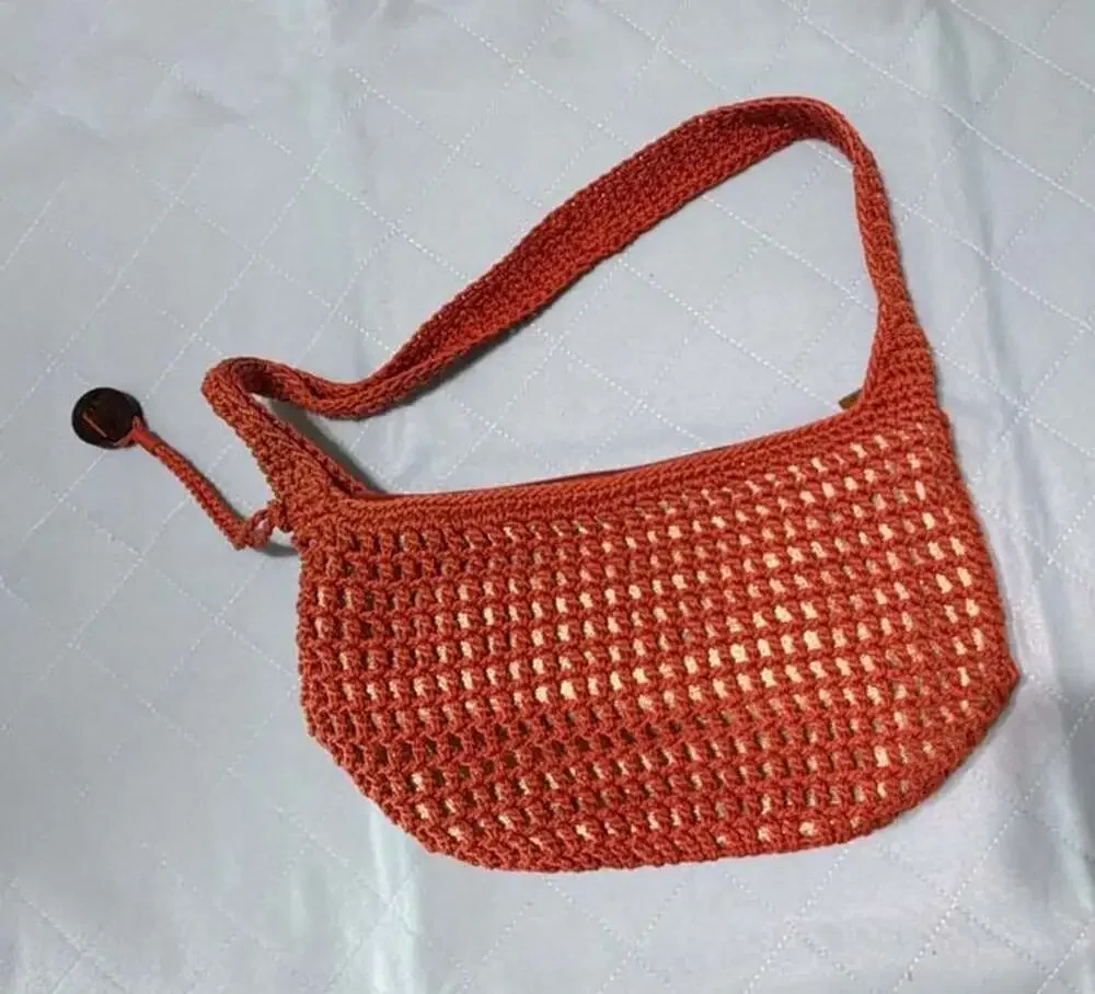 The Sak Crochet Hobo Zip Shoulder Bag, Burnt Orange